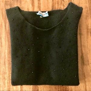 Ann Taylor Black Cashmere Tank Top with Beads
